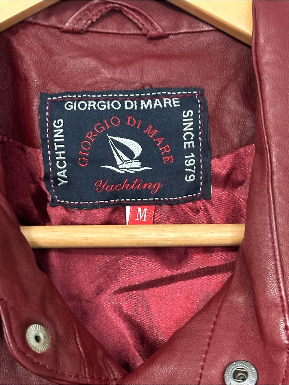 Giorgio Di Mare Tahoe Leather Jacket Burgundy Sz M Yachting Sailing Trucker Moto - Picture 7 of 11